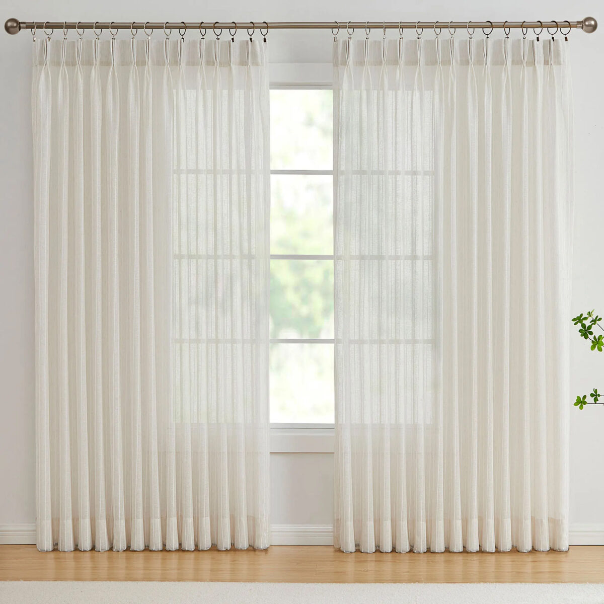 Beige-Semi-Sheer-Pinch-Pleat-Curtains - Chennai Blinds