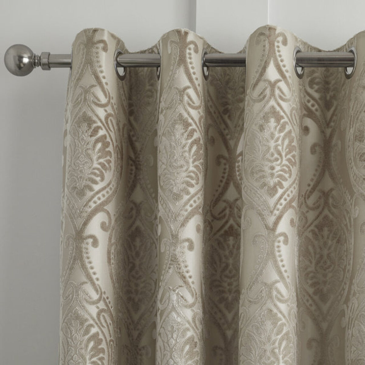 Embossed Damask Jacquard Lined Eyelet Curtain - Chennai Blinds